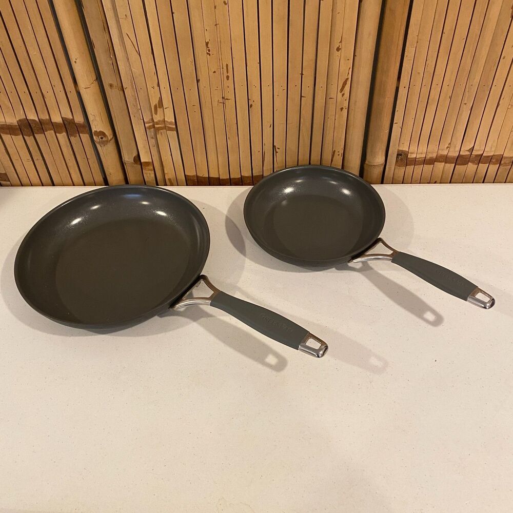 GreenPan Ceramic Nonstick Fry Pan Set 8" 10" PFAS PFOA Free Gray